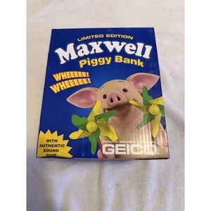 Geico Maxwell Piggy Bank with Sound Perfect Condition in Orig. Box w/Certificate